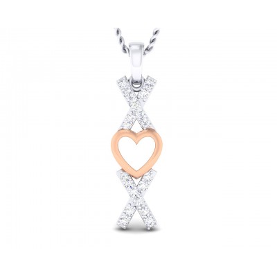 Phebe heart & Kisses Diamond Pendant in two tone 18k gold